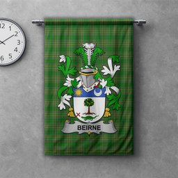 ScotsTee Shop Irish Beirne or O'Beirne Clan Coat of Arms Irish Tartan Gonfalon Flag