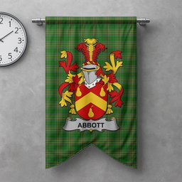 ScotsTee Shop Irish Abbott Clan Coat of Arms Irish Tartan Gonfalon Flag