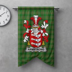 ScotsTee Shop Irish Armstrong Clan Coat of Arms Irish Tartan Gonfalon Flag