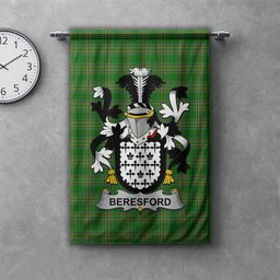 ScotsTee Shop Irish Beresford Clan Coat of Arms Irish Tartan Gonfalon Flag