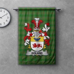 ScotsTee Shop Irish Boland or O'Boland Clan Coat of Arms Irish Tartan Gonfalon Flag