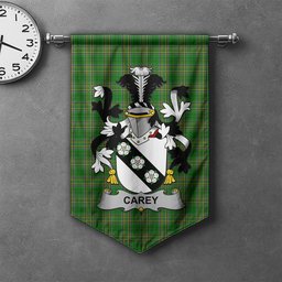 ScotsTee Shop Irish Carey or Cary Clan Coat of Arms Irish Tartan Gonfalon Flag