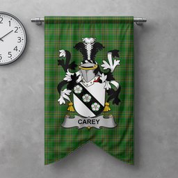 ScotsTee Shop Irish Carey or Cary Clan Coat of Arms Irish Tartan Gonfalon Flag