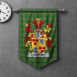 ScotsTee Shop Irish Courtney Clan Coat of Arms Irish Tartan Gonfalon Flag
