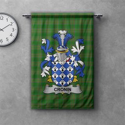 ScotsTee Shop Irish Cronin or O'Cronin Clan Coat of Arms Irish Tartan Gonfalon Flag