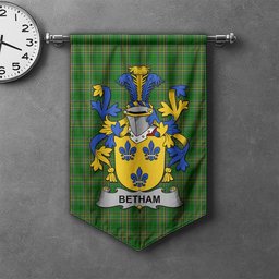 ScotsTee Shop Irish Betham Clan Coat of Arms Irish Tartan Gonfalon Flag