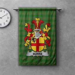 ScotsTee Shop Irish Burke Clan Coat of Arms Irish Tartan Gonfalon Flag