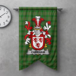 ScotsTee Shop Irish Carkham Clan Coat of Arms Irish Tartan Gonfalon Flag
