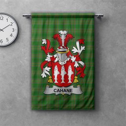 ScotsTee Shop Irish Cahane or O'Cahane Clan Coat of Arms Irish Tartan Gonfalon Flag