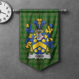 ScotsTee Shop Irish Codd Clan Coat of Arms Irish Tartan Gonfalon Flag