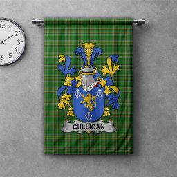 ScotsTee Shop Irish Culligan or McColgan Clan Coat of Arms Irish Tartan Gonfalon Flag