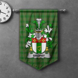 ScotsTee Shop Irish Brophy or O'Brophy Clan Coat of Arms Irish Tartan Gonfalon Flag