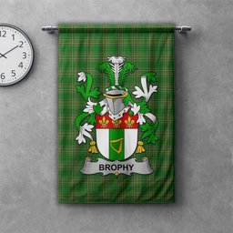ScotsTee Shop Irish Brophy or O'Brophy Clan Coat of Arms Irish Tartan Gonfalon Flag