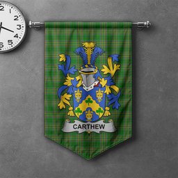 ScotsTee Shop Irish Carthew Clan Coat of Arms Irish Tartan Gonfalon Flag