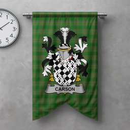 ScotsTee Shop Irish Carson Clan Coat of Arms Irish Tartan Gonfalon Flag