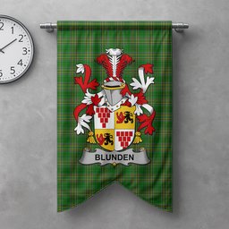 ScotsTee Shop Irish Blunden Clan Coat of Arms Irish Tartan Gonfalon Flag