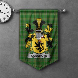 ScotsTee Shop Irish Cosgrove or O'Cosgrave Clan Coat of Arms Irish Tartan Gonfalon Flag