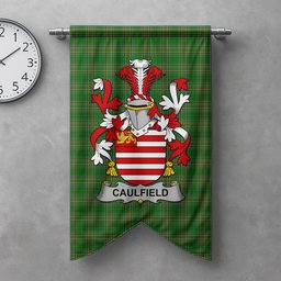 ScotsTee Shop Irish Caulfield or Gaffney Clan Coat of Arms Irish Tartan Gonfalon Flag