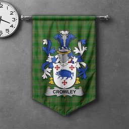 ScotsTee Shop Irish Crowley or O'Crouley Clan Coat of Arms Irish Tartan Gonfalon Flag