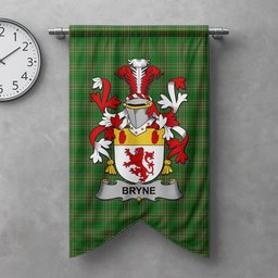 ScotsTee Shop Irish Bryne or Brinn Clan Coat of Arms Irish Tartan Gonfalon Flag