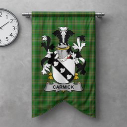 ScotsTee Shop Irish Carmick Clan Coat of Arms Irish Tartan Gonfalon Flag