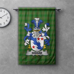 ScotsTee Shop Irish Biggar Clan Coat of Arms Irish Tartan Gonfalon Flag