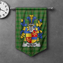 ScotsTee Shop Irish Butler Clan Coat of Arms Irish Tartan Gonfalon Flag