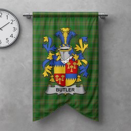 ScotsTee Shop Irish Butler Clan Coat of Arms Irish Tartan Gonfalon Flag