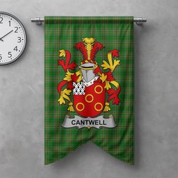 ScotsTee Shop Irish Cantwell Clan Coat of Arms Irish Tartan Gonfalon Flag