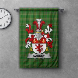 ScotsTee Shop Irish Carney Clan Coat of Arms Irish Tartan Gonfalon Flag
