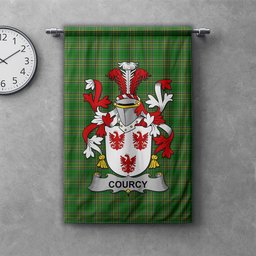 ScotsTee Shop Irish Courcy (de) Lord Kingsale Clan Coat of Arms Irish Tartan Gonfalon Flag