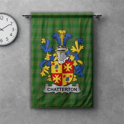 ScotsTee Shop Irish Chatterton Clan Coat of Arms Irish Tartan Gonfalon Flag