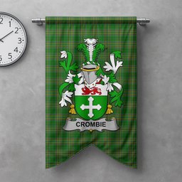 ScotsTee Shop Irish Crombie Clan Coat of Arms Irish Tartan Gonfalon Flag