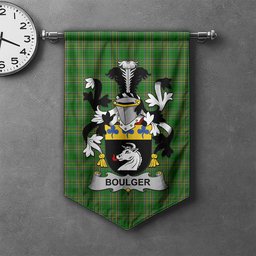 ScotsTee Shop Irish Boulger or O'Bolger Clan Coat of Arms Irish Tartan Gonfalon Flag