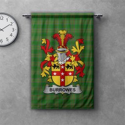 ScotsTee Shop Irish Burrowes Clan Coat of Arms Irish Tartan Gonfalon Flag