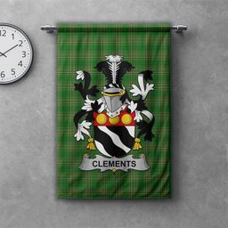 ScotsTee Shop Irish Clements Clan Coat of Arms Irish Tartan Gonfalon Flag