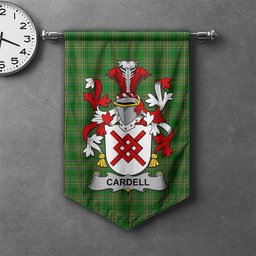 ScotsTee Shop Irish Cardell Clan Coat of Arms Irish Tartan Gonfalon Flag