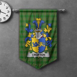 ScotsTee Shop Irish Crofton Clan Coat of Arms Irish Tartan Gonfalon Flag