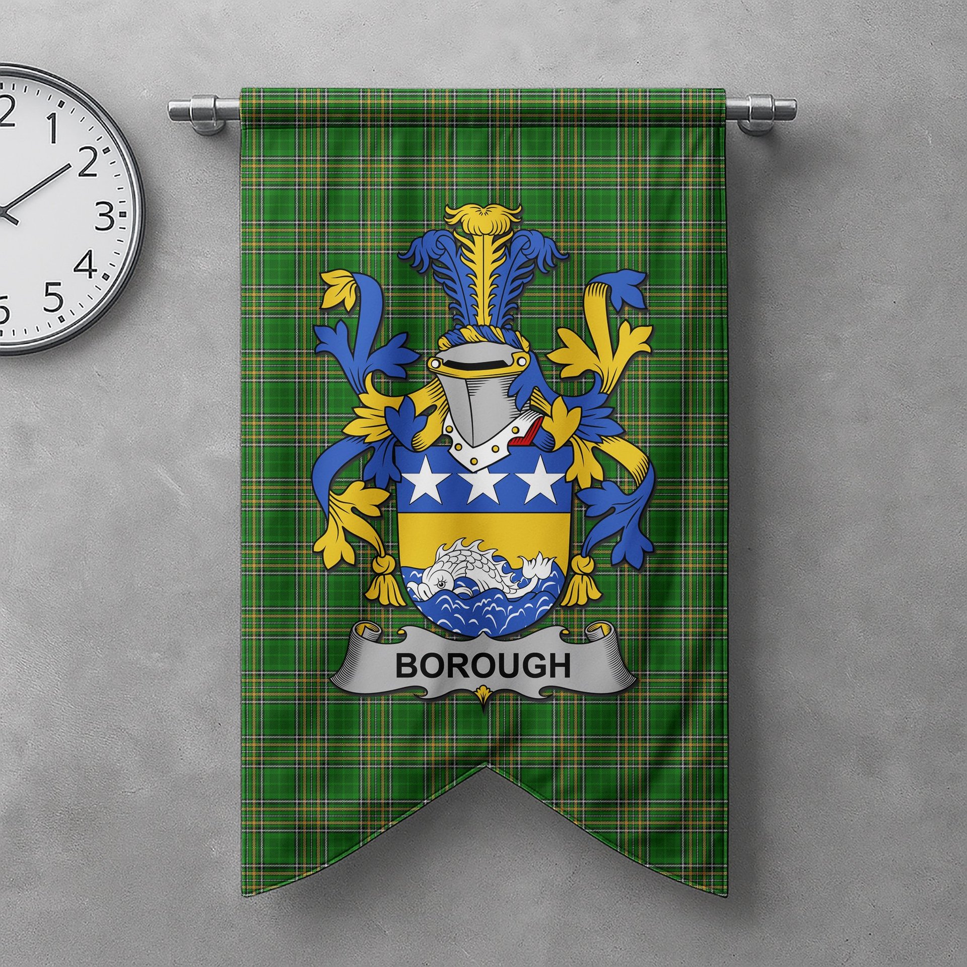 ScotsTee Shop Irish Borough Clan Coat of Arms Irish Tartan Gonfalon Flag
