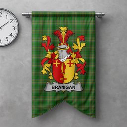 ScotsTee Shop Irish Branigan or O'Branagan Clan Coat of Arms Irish Tartan Gonfalon Flag
