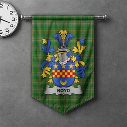 ScotsTee Shop Irish Boyd (of Danson) Clan Coat of Arms Irish Tartan Gonfalon Flag