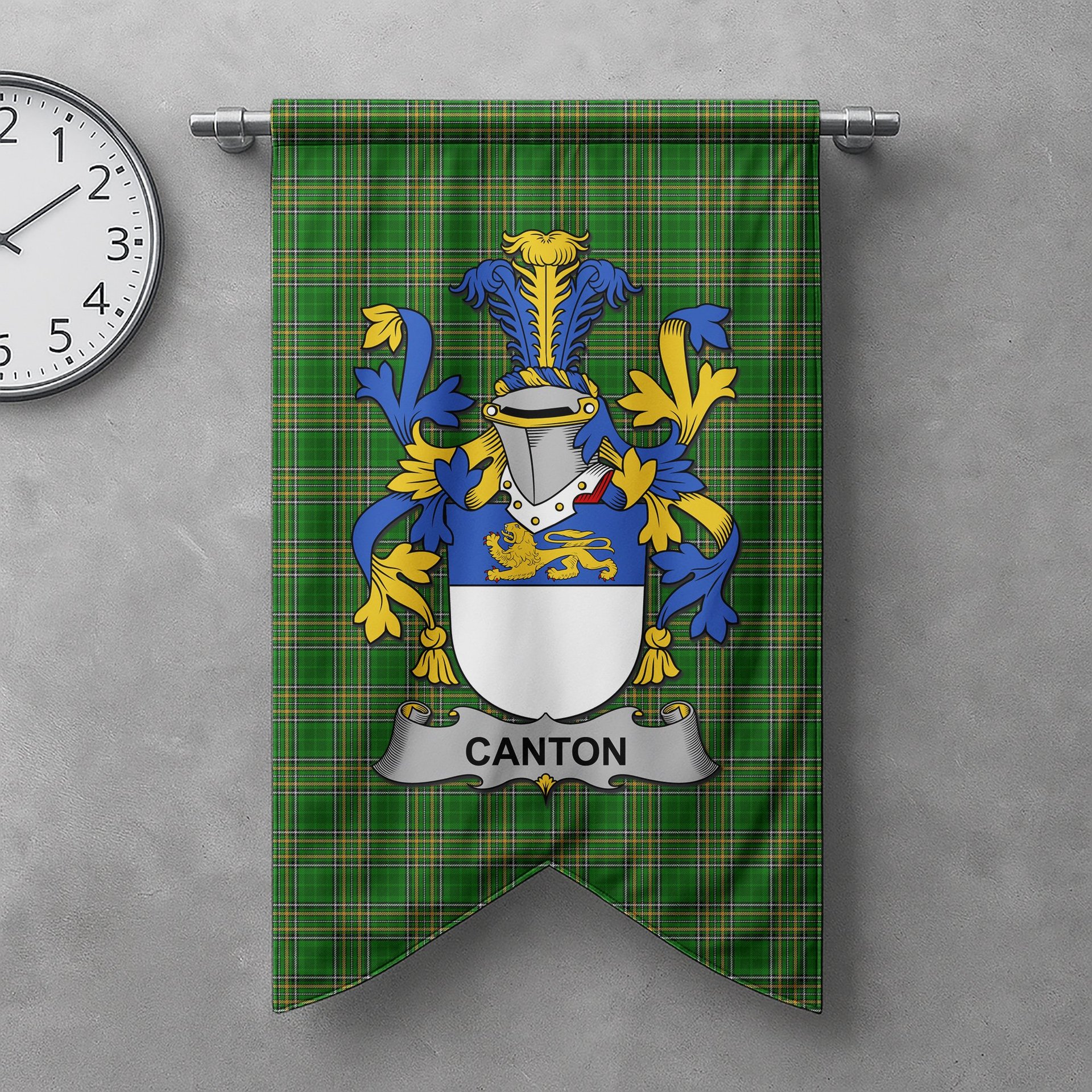 ScotsTee Shop Irish Canton Clan Coat of Arms Irish Tartan Gonfalon Flag