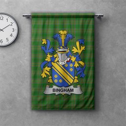 ScotsTee Shop Irish Bingham Clan Coat of Arms Irish Tartan Gonfalon Flag