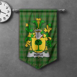 ScotsTee Shop Irish Boyle or O'Boyle Clan Coat of Arms Irish Tartan Gonfalon Flag