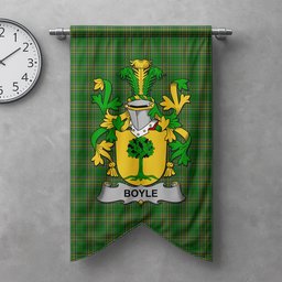 ScotsTee Shop Irish Boyle or O'Boyle Clan Coat of Arms Irish Tartan Gonfalon Flag