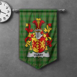 ScotsTee Shop Irish Clary or O'Clary Clan Coat of Arms Irish Tartan Gonfalon Flag