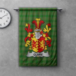ScotsTee Shop Irish Clary or O'Clary Clan Coat of Arms Irish Tartan Gonfalon Flag