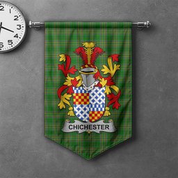ScotsTee Shop Irish Chichester Clan Coat of Arms Irish Tartan Gonfalon Flag