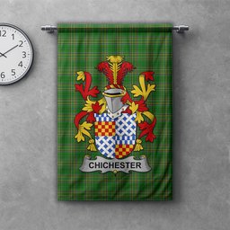 ScotsTee Shop Irish Chichester Clan Coat of Arms Irish Tartan Gonfalon Flag