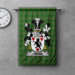 ScotsTee Shop Irish Crean or O'Crean Clan Coat of Arms Irish Tartan Gonfalon Flag